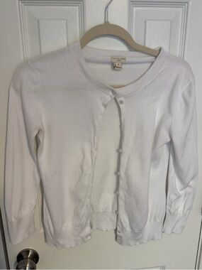 J. Crew Women's White Button-Front Crewneck Cardigan